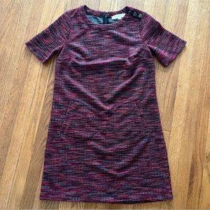 LOFT Short Sleeve Tweed Shift Mini Dress Size Small